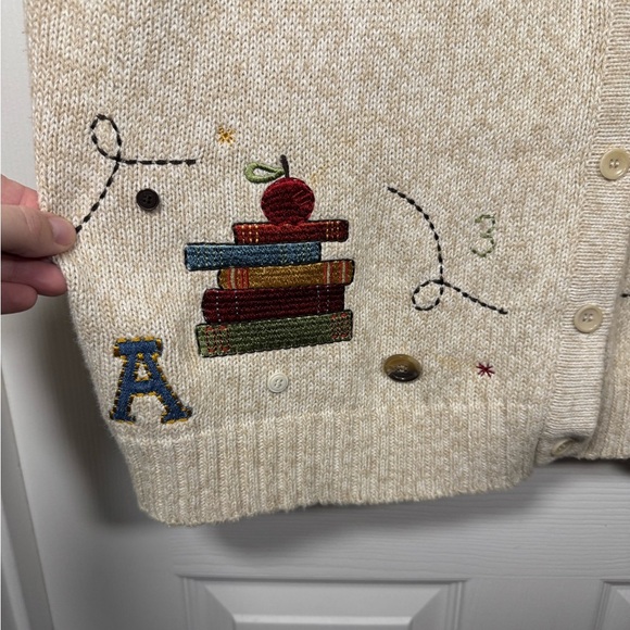 VTG Christoper Banks Hand Embroidered Novelty Teachercore Sweater Vest Size 2x - Picture 2 of 7